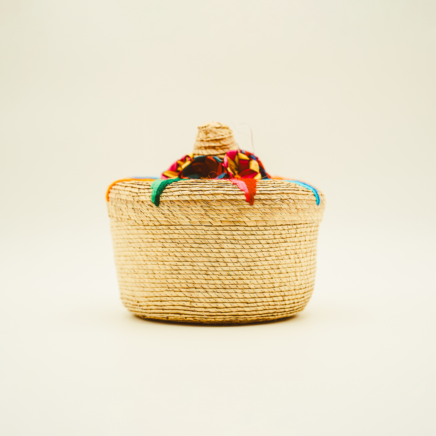 Handwoven Mexican Palm Basket with Lid