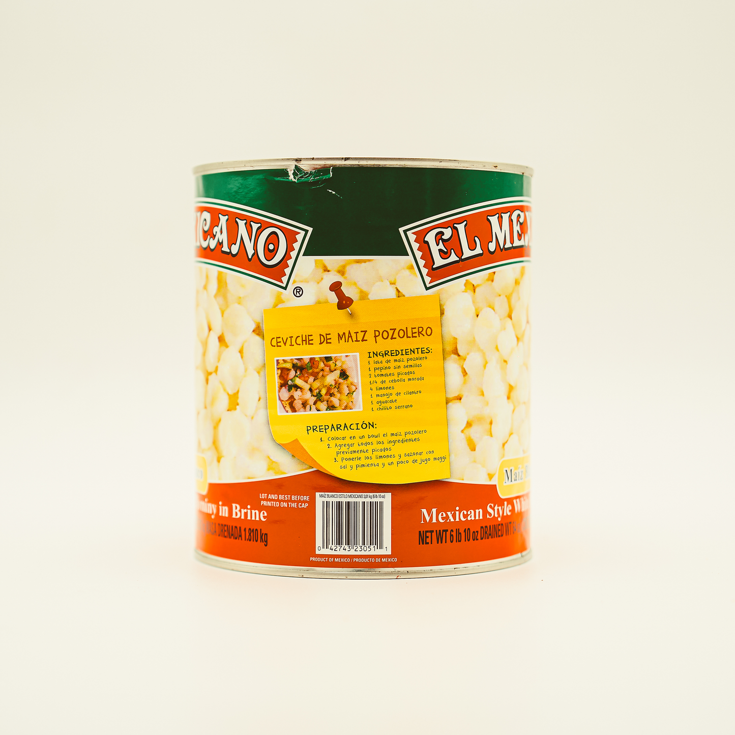 White Hominy in Brine, El Mexicano (Maiz Pozolero)
